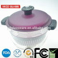 2.5L borosilicate glass pot with steamer